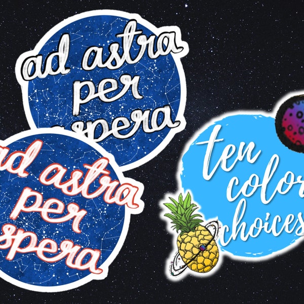Ad Astra Per Aspera Sticker | Through Hardship to the Stars | Inspiring Illustrated Quote Sticker | Hand Drawn Design | Vinyl Die Cut
