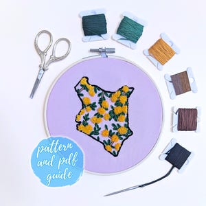 Kenya Embroidery Pattern | National Flower Hand Embroidery Pattern | Acacia Floral Design | Digital Download PDF