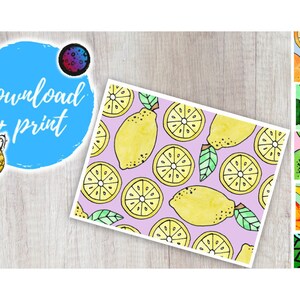 Set mit 6 Obst-Aquarellkarten | Jede Anlass Notiz Karte | Einfach so | Freundschaftskarte | Ich denke an Dich | Sofort Download und Druck