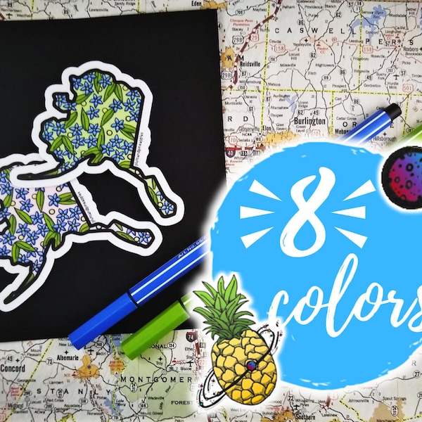 Alaska State Flower Sticker | Souvenir & Travel Sticker | Floral Hand Drawn Design | AK Sticker | State Outline | Vinyl Die Cut