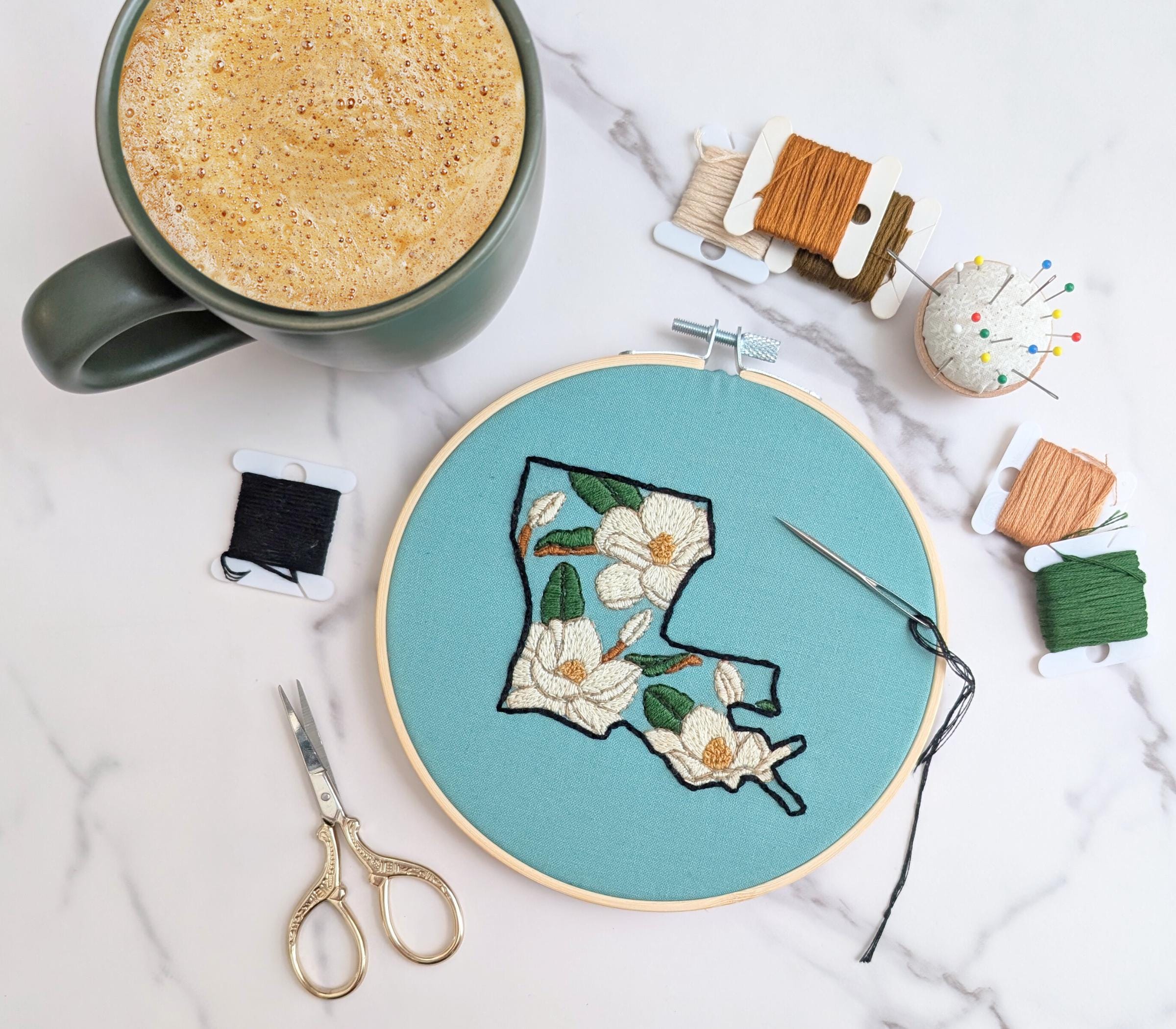 Louisiana State Embroidery Pattern | LA State Flower Hand Embroidery ...
