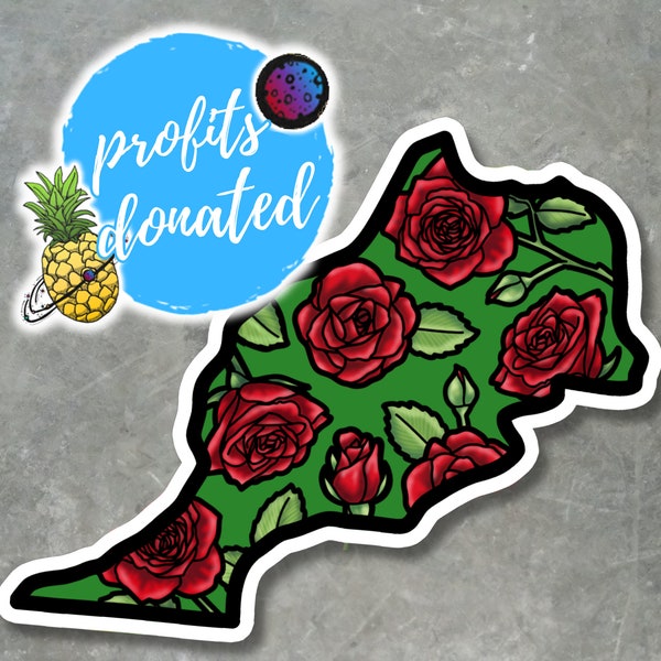 Marokko Support Sticker | 100% Gewinn gespendet | Earthquake Relief | I Marokko-Katastrophenhilfe | Florales Handgezeichnetes Design | Vinyl Die Cut