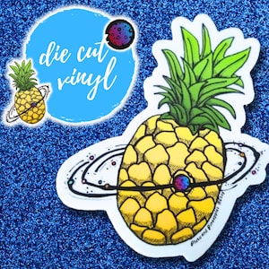 Pluto and Pineapples Sticker | Logo Sticker | Unique Sticker | Hand Drawn Design | Original Logo | Vinyl Die Cut