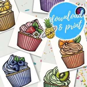 6er Set Cupcake Mini Karten | Geburtstags-Minikarten | Party Geschenk Anhänger Set | Gastgeschenk Karten | Geschenkanhänger | Herunterladen und ausdrucken
