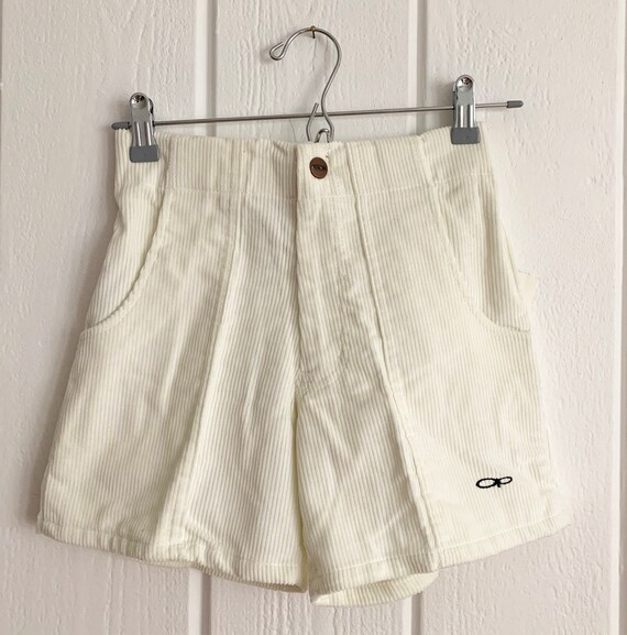 white corduroy shorts