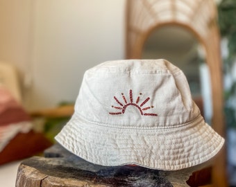 Hand Embroidered Sun Bucket Hat