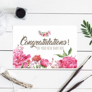 Felicidades por su nueva tarjeta personalizable de anuncios de nacimiento de niño bebé