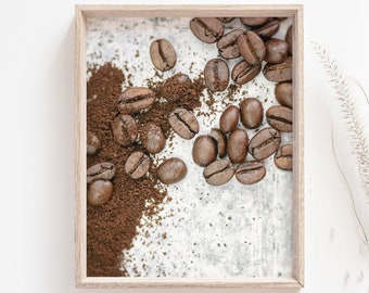 Coffee Photography Print or Canvas, Coffee Bean Still Life, Coffee Lover Kitchen Art, Fine Art Decor for Cafe, Espresso Beans Roast