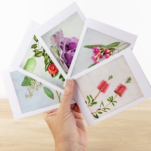 Ensemble de cartes de vœux botaniques de 5, jeu de cartes de notes vierges de photographie d’art fine, cartes premium écologiques, pack de cartes photo de qualité pour toutes les occasions