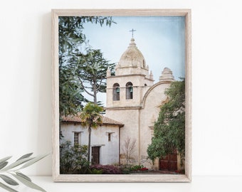 California Mission Photography Print / Canvas, Carmel Mission San Carlos Borromeo, Spanish Architecture Fine Art, 17 Mile Drive, Bell Tower