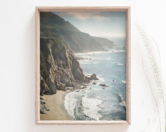 Big Sur California Travel Print, Pacific Coast, Coastal Wall Decor, Beach Photography, Ocean Landscape Photo | Big Sur Waves Mist & Clouds