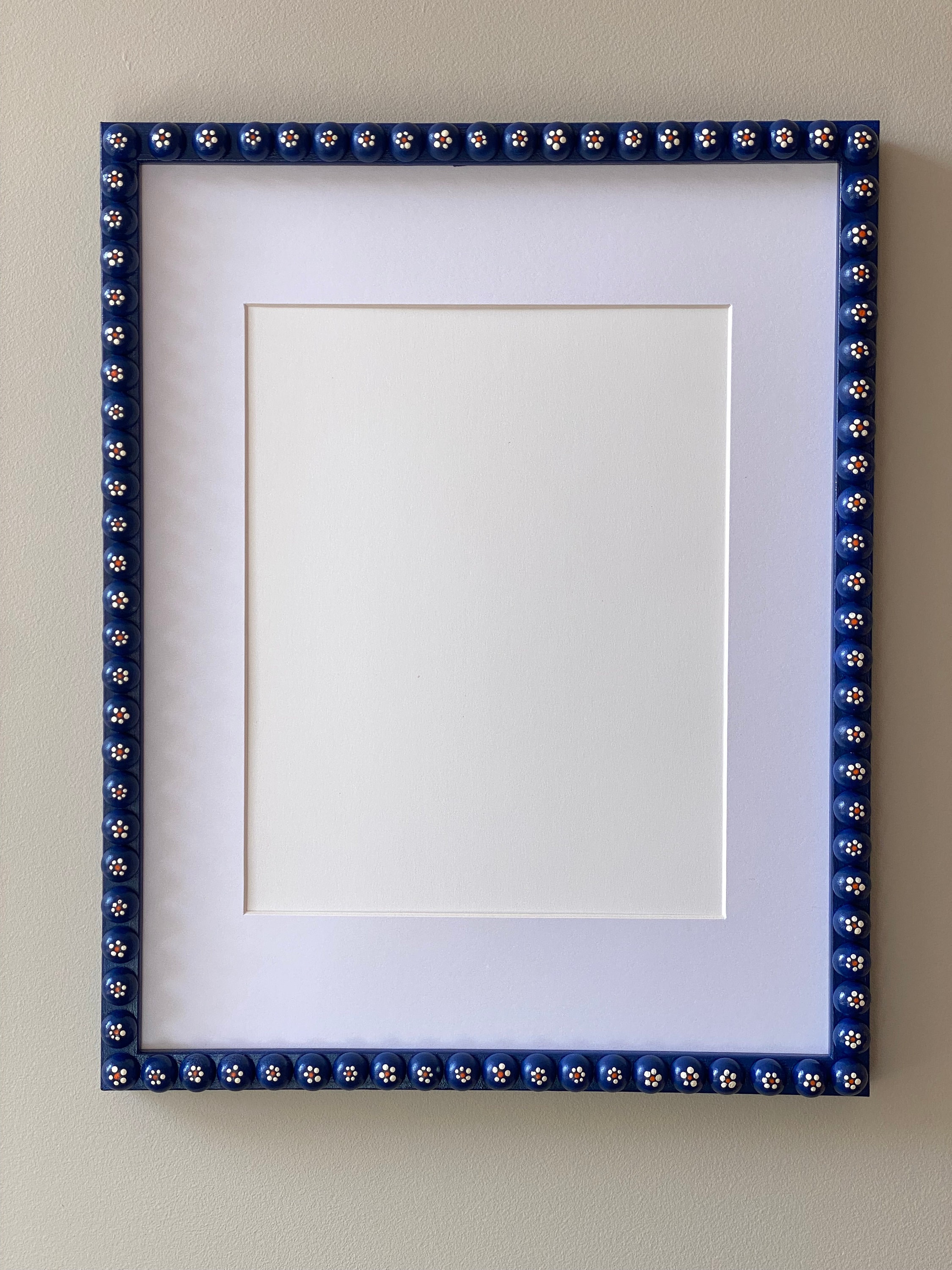 Hand Painted Navy Blue Bobbin Picture Frame With Daisies | Made to