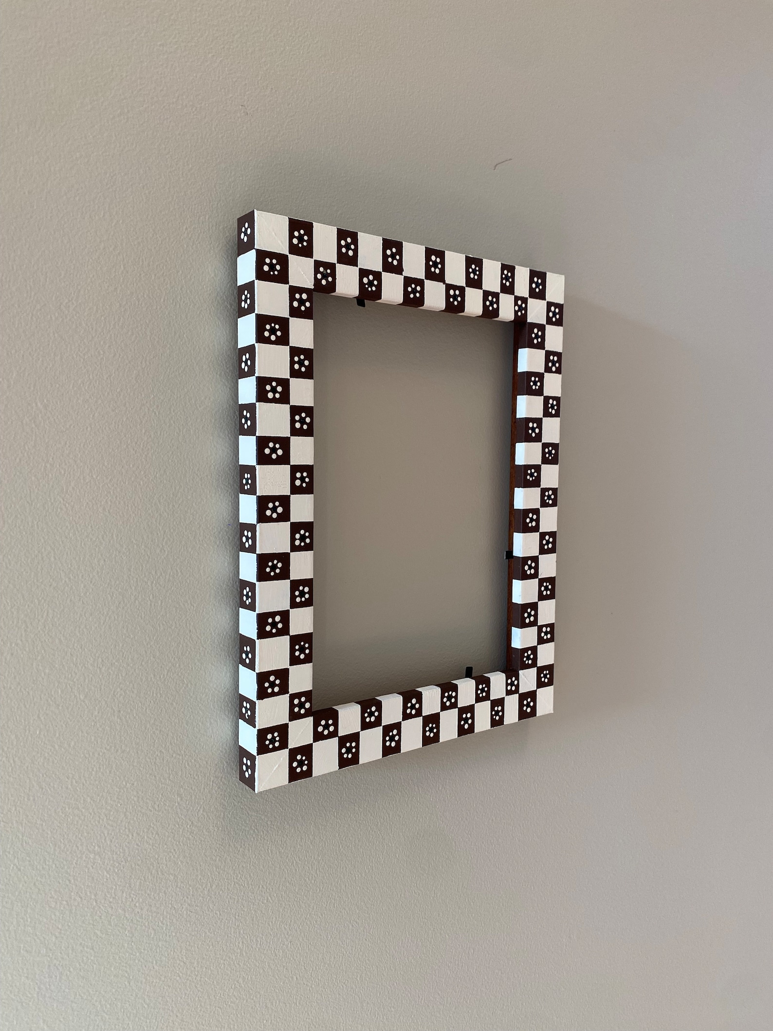 Hand Painted Checkerboard Picture Frame With Flowers 5x7 - Etsy