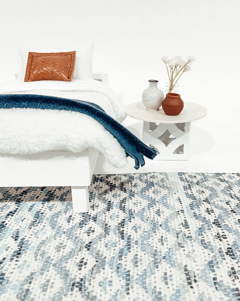 Andrea Blue & Cream Rag Rug Miniature 112 1/6 Scale Etsy