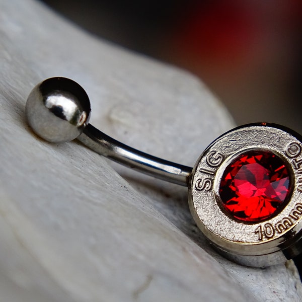 Navel ring belly button ring garnet bullet