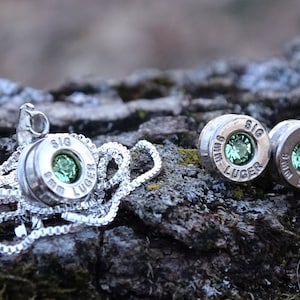 Bullet Necklace pendant & earring set 9mm peridot