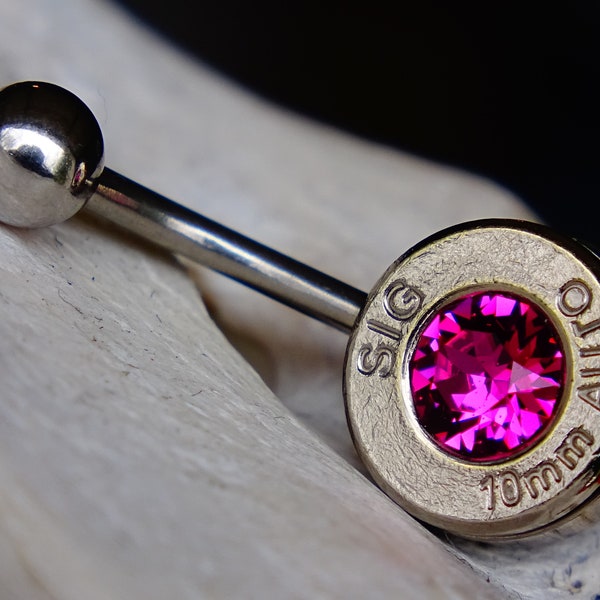 Navel ring belly button ring fushia bullet