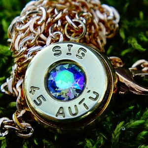 Bullet necklace brass alexandrite