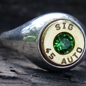 Bullet ring 925 silver "Fern Green Limited edition" brass 45 ACP