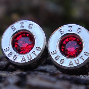 Bullet earring 380 auto garnet
