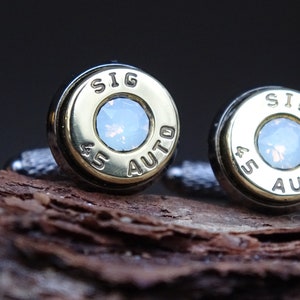 Bullet cufflinks two tone 45 ACP Opal