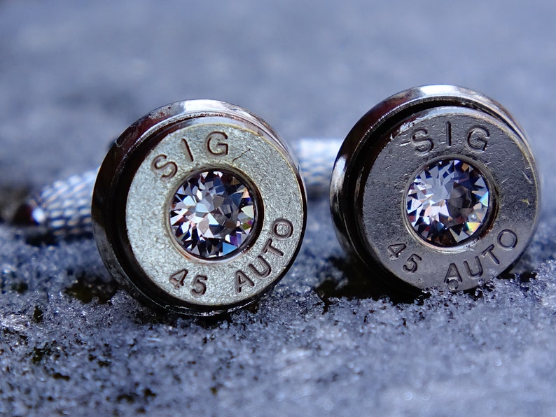 Cufflinks made with .45 Caliber bullet shells image 1