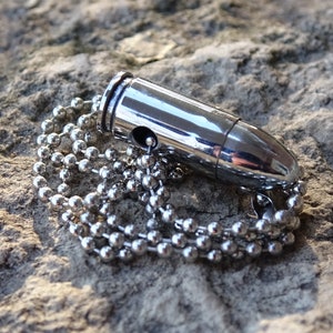 dogtag chain bullet necklace silver