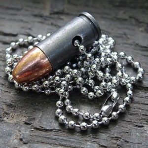 9mm Bullet Necklace steel 115gn FMJ