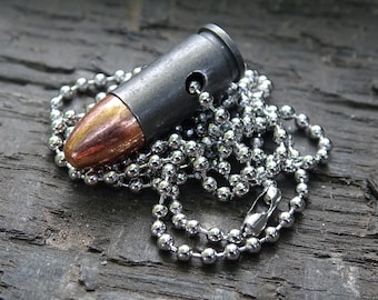 9mm Bullet Necklace steel 115gn FMJ