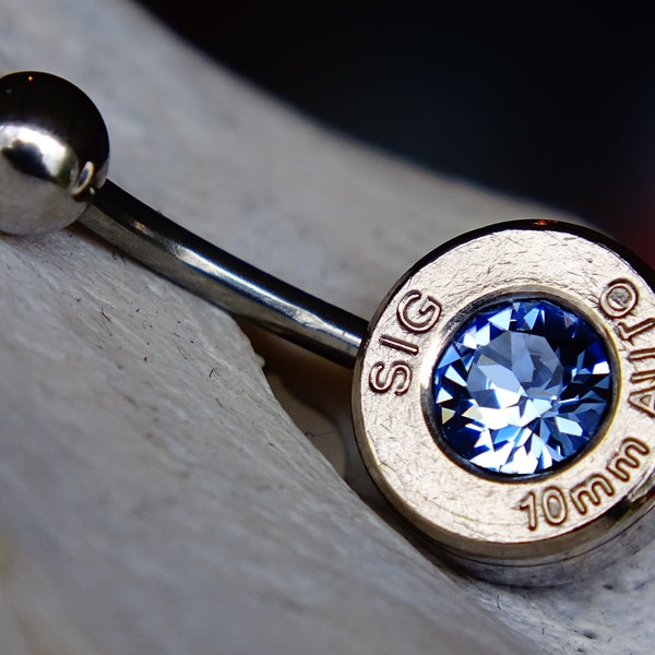 Bullet navel ring belly button ring tanzanite