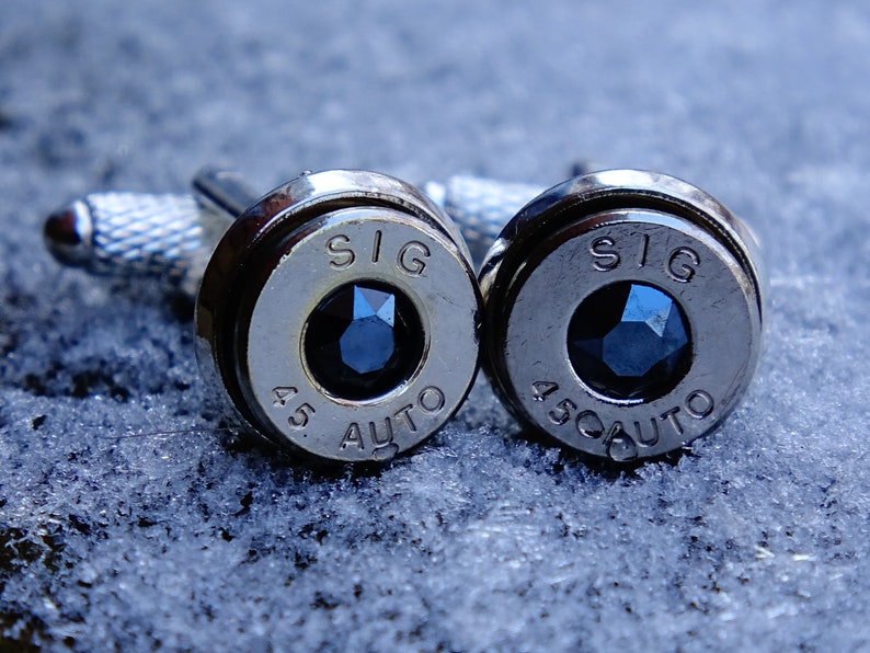 Cufflinks made with .45 Caliber bullet shells image 5