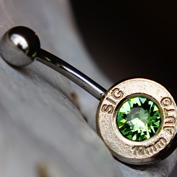 Navel ring belly button ring peridot bullet