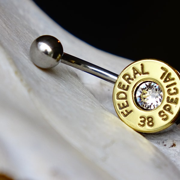 Bullet navel ring belly button ring brass 38 special