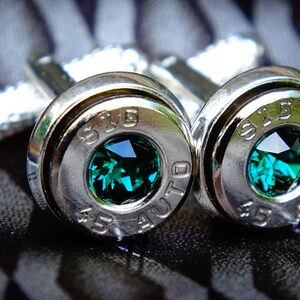 Bullet cufflinks .45 ACP emerald