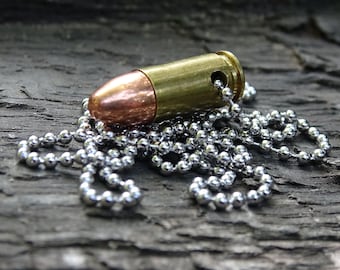 9mm Bullet Necklace Brass 115gn FMJ