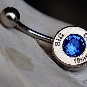 Navel ring belly button ring sapphire bullet