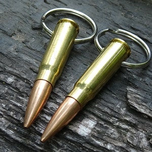 7.62x39 AK-47 Bullet Nickel brass Keychain set of two
