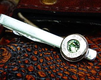 Bullet tie clip .45 ACP peridot