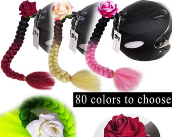 2PCS Free PU Adhesive Hai Hong Braids Helmet Pigtails Rose Flower Helmet Ponytails for Motorcycle Bicycle Ski Helmet Hair Suction Cup Design 24inch Many Colors to Choose 2PCS Free PU Adhesive Hai Hong Braids Helmet Pigtails Rose Flower Helmet Ponytails for Motorcycle Bicycle Ski Helmet Hair Suction Cup Design 24inch Many Colors to Choose