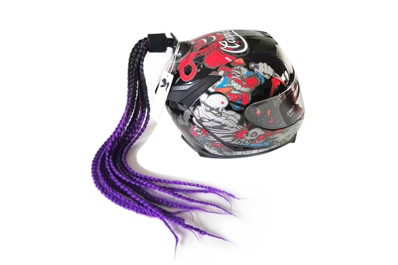 Motorcycle Helmet Decoration Black To Purple 22 Braids Etsy