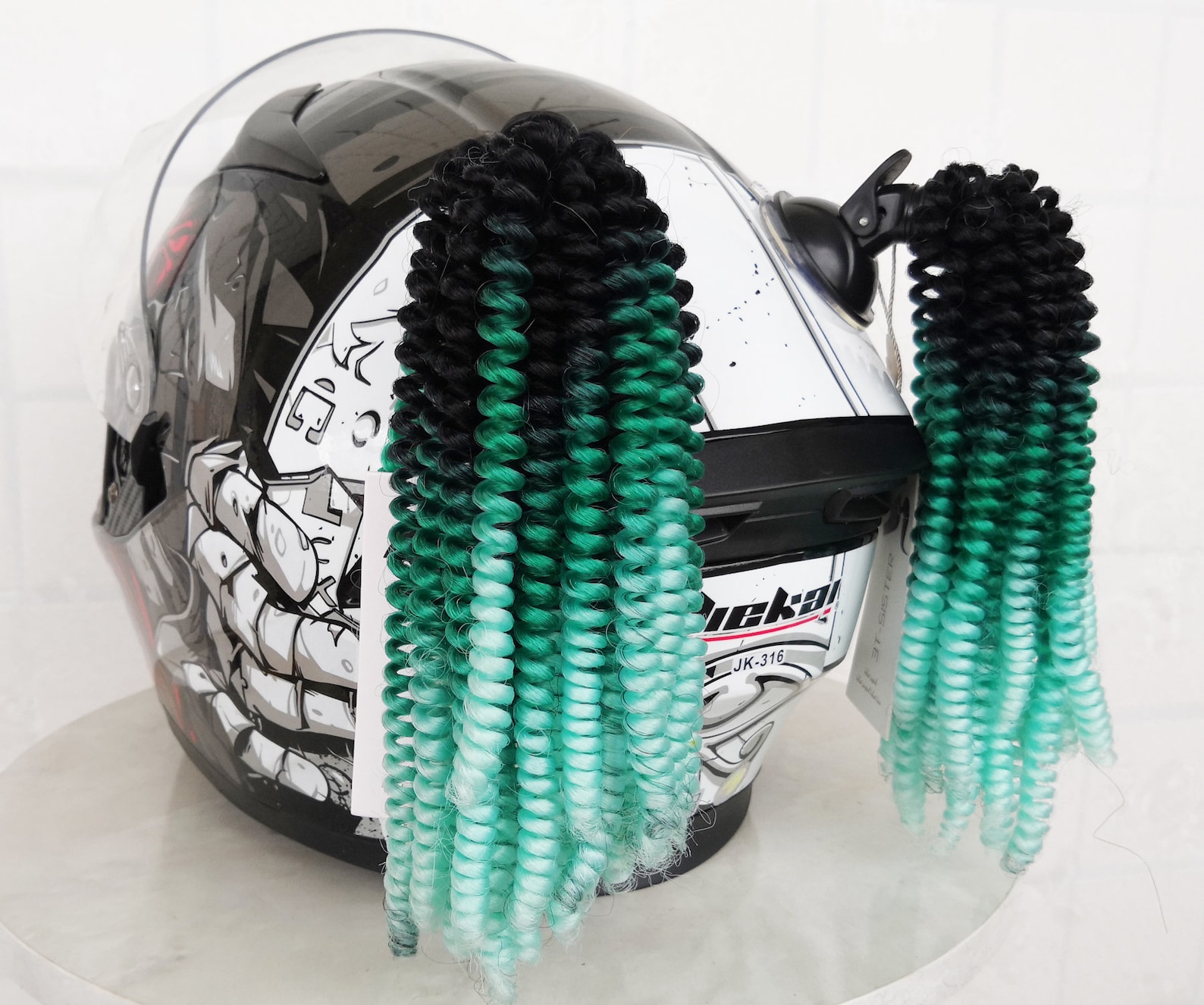 2PCS Cute Motorcycle Helmet Decoration Curl Helmet Pigtails | Etsy