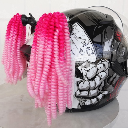 Pure Hand-made Helmet Braids Ponytail Motorcycle Helmet Wig Hair 1pcs 20# 