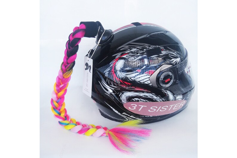 Unique Rainbow Color Motorcycle Helmet Pigtails Helmet | Etsy