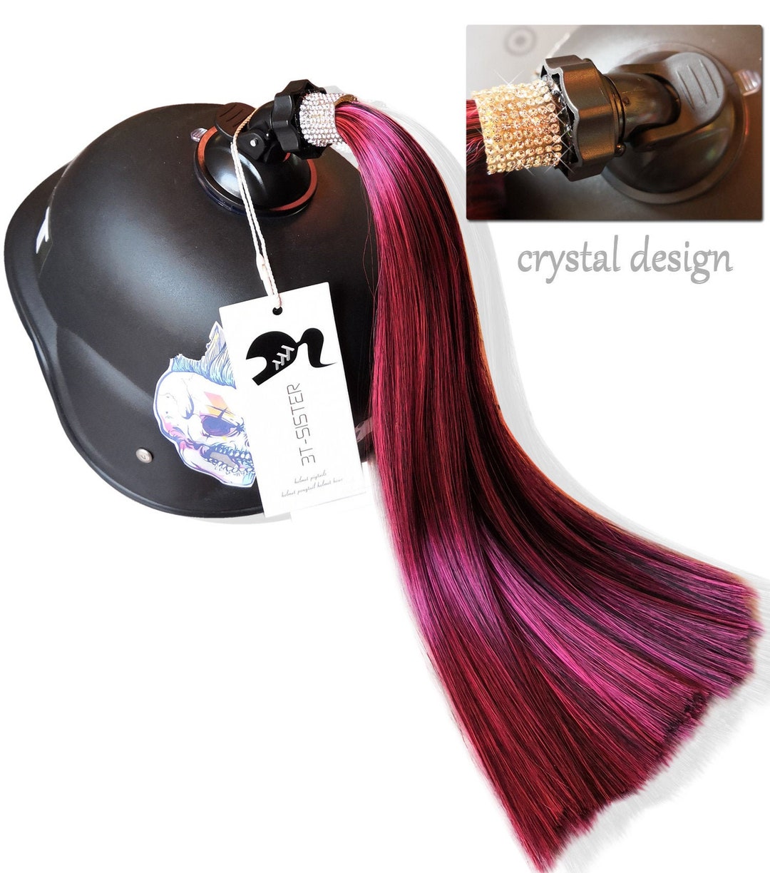 Motorcycle Helmet Decoration Crystal Helmet Pigtails Ponytails Etsy