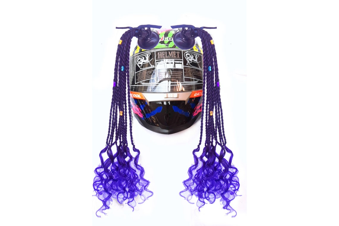 Handmade Helmet Pigtails Motorcycle Helmet Ponytails Ombre | Etsy