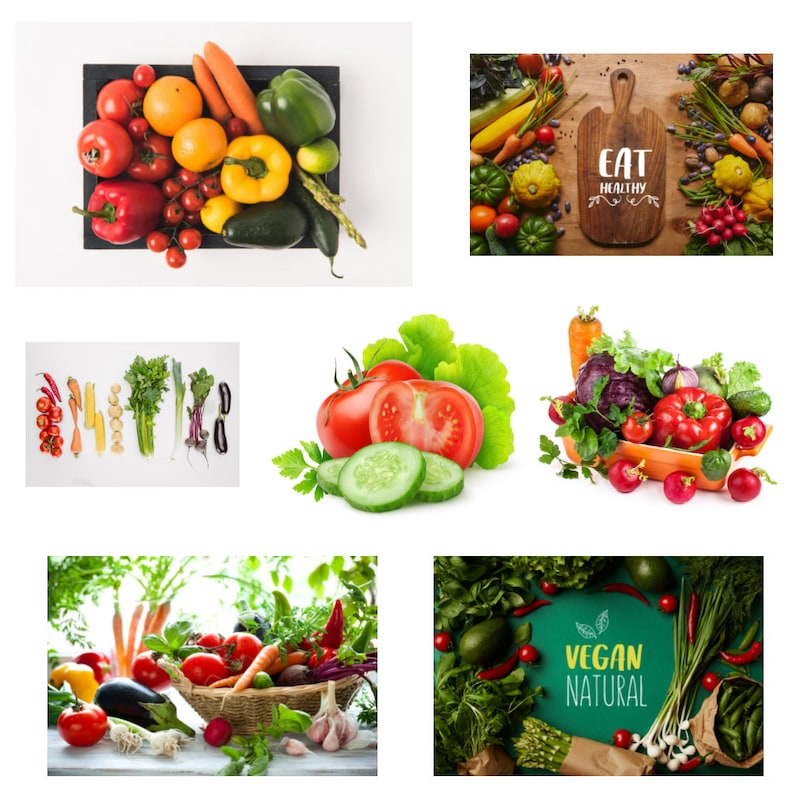 May include: A collection of fresh, colorful vegetables arranged on a white surface. The image includes tomatoes, peppers, carrots, and other produce, suggesting a healthy eating theme. A black tray holds some of the vegetables.