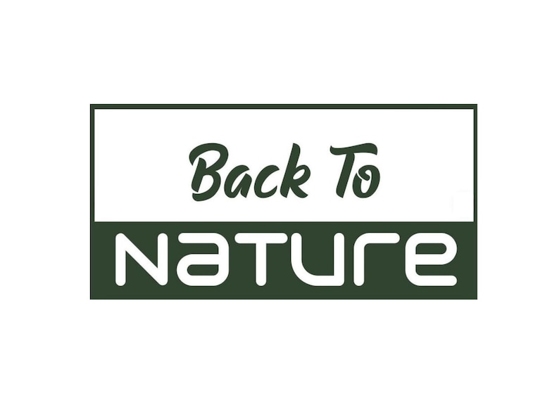 May include: A green rectangle with white text that says "Back To NATURE" in a stylized font.