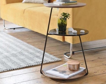 Side Table, Metal and Wood, Vintage design