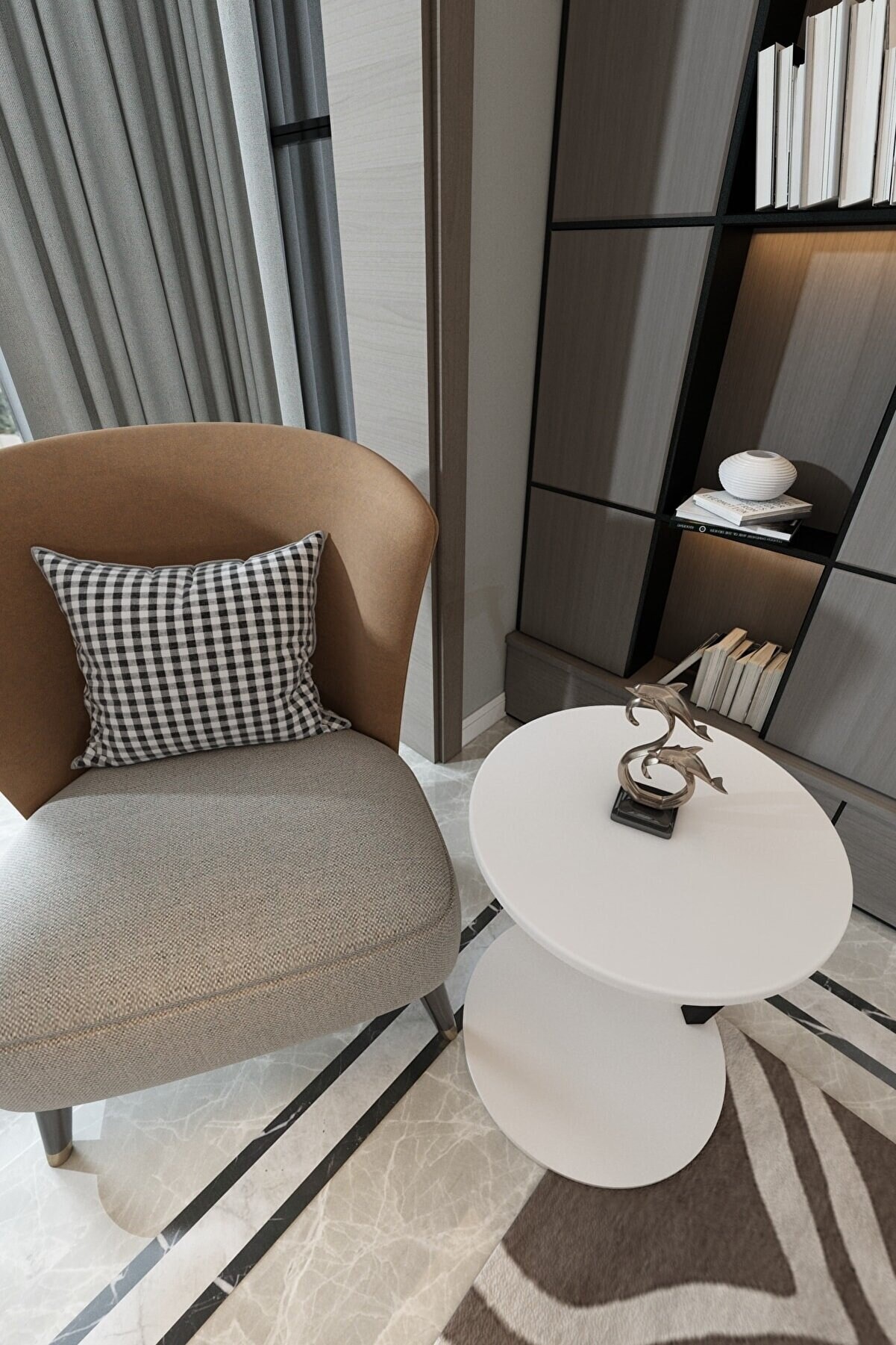 Side Table, Sofa Table, Couch Table, C Table, Metal and Wood, Vintage