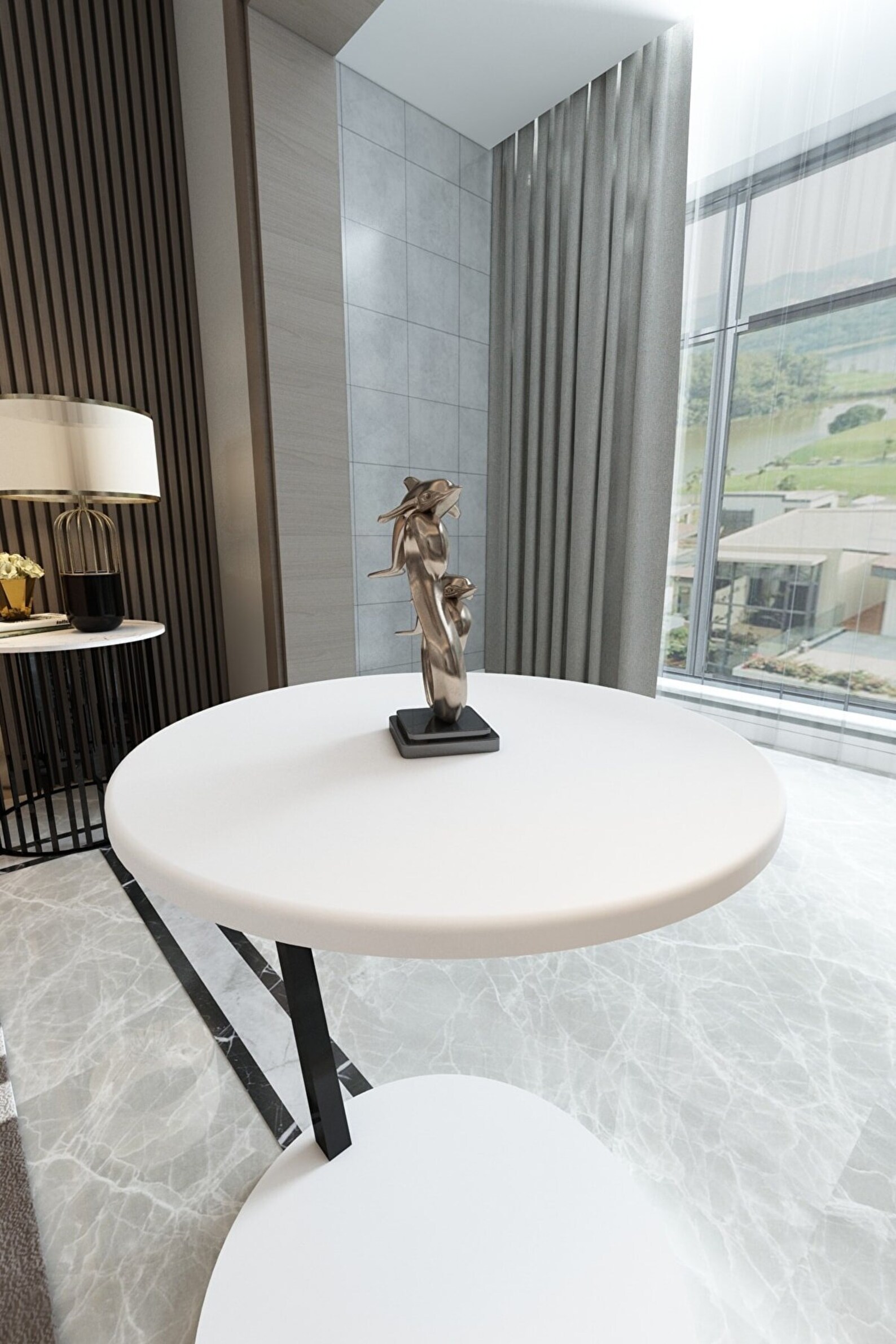 Side Table, Sofa Table, Couch Table, C Table, Metal and Wood, Vintage